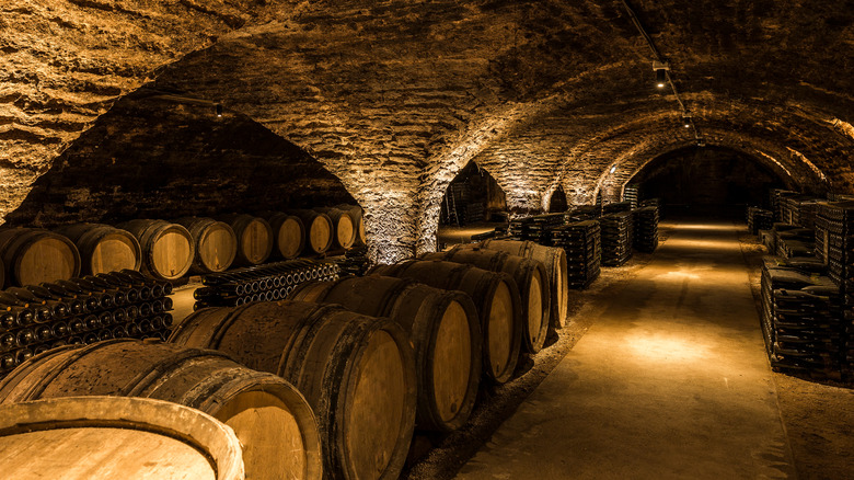 wine barrels underground