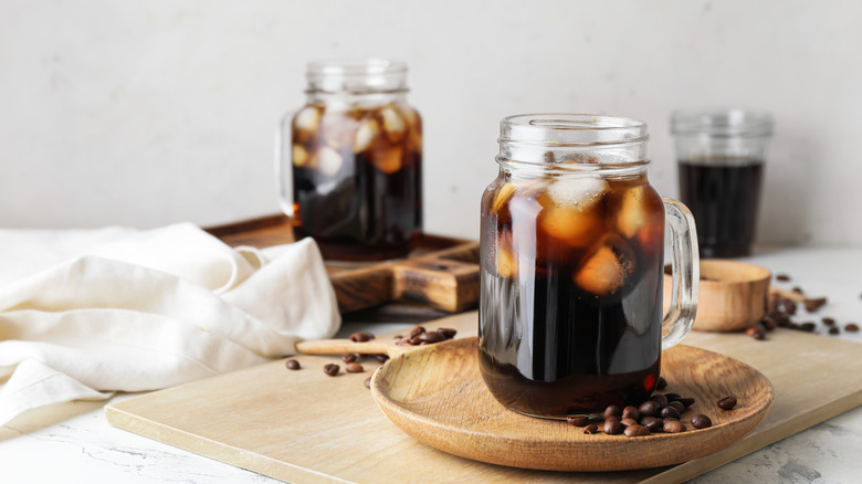 glasses of cold brew in jars