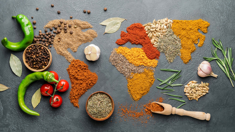 World map of seasonings