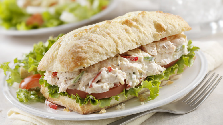 Chicken salad on a roll