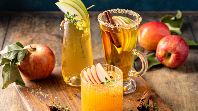 Assortment of apple cider drinks