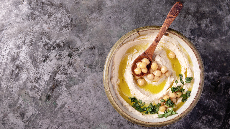 Creamy hummus in a bowl