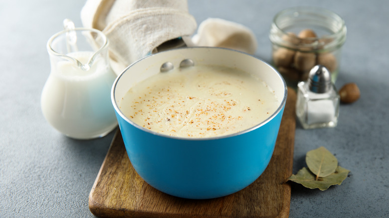 White béchamel sauce in a bowl