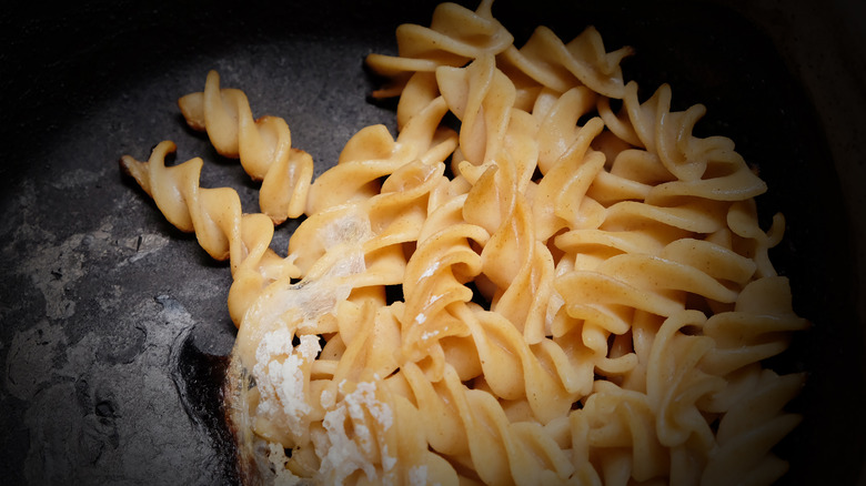 Overcooked pasta in a pot