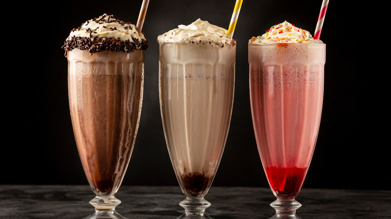 Glasses of milkshakes