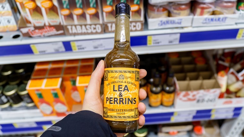 Non-U.S. bottle of lea and perrins worcestershire sauce