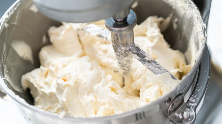 mixing frosting in stand mixer