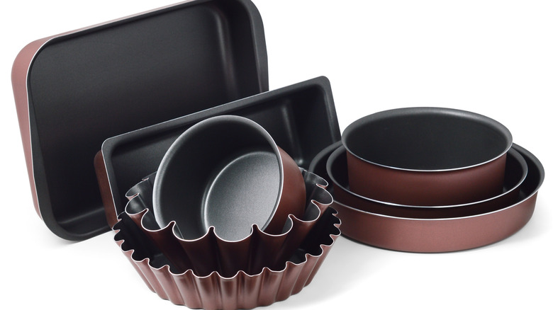 A selection of various cake pans