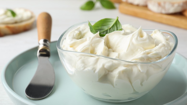 whipped cream cheese in bowl