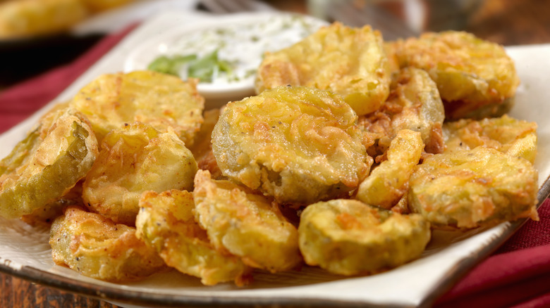 Plate of fried pickles