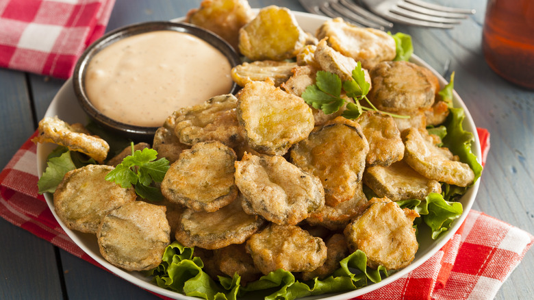 Fried pickles on a plate