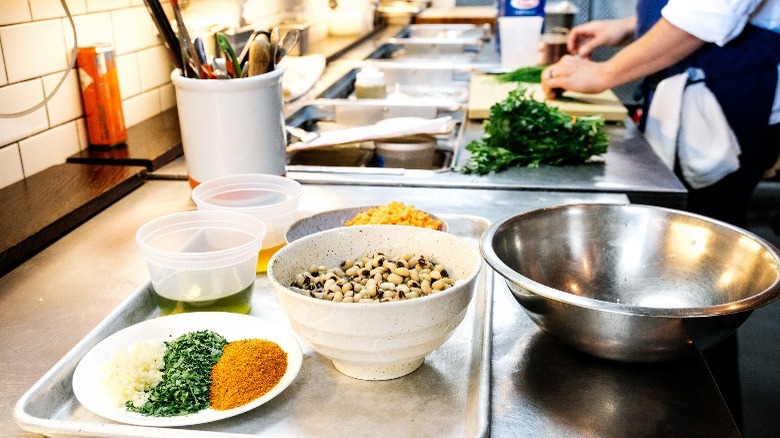 a chef with his mise en place