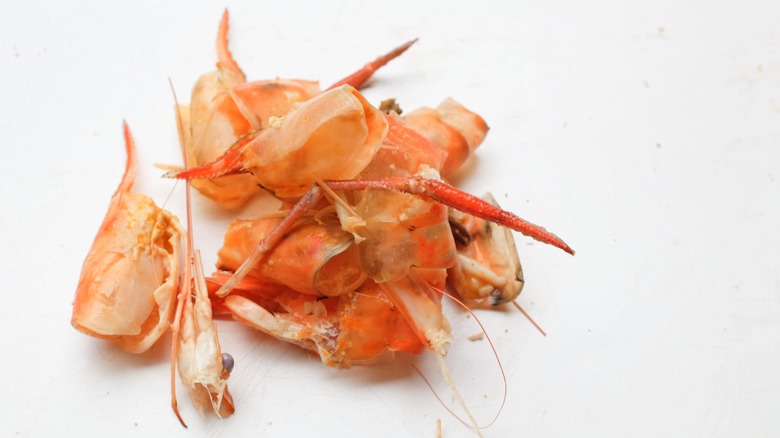 A pile of shrimp shells