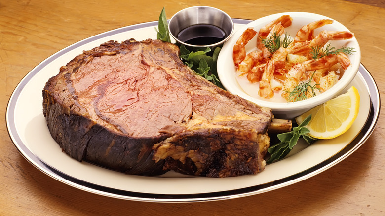 thick slice of prime rib on plate