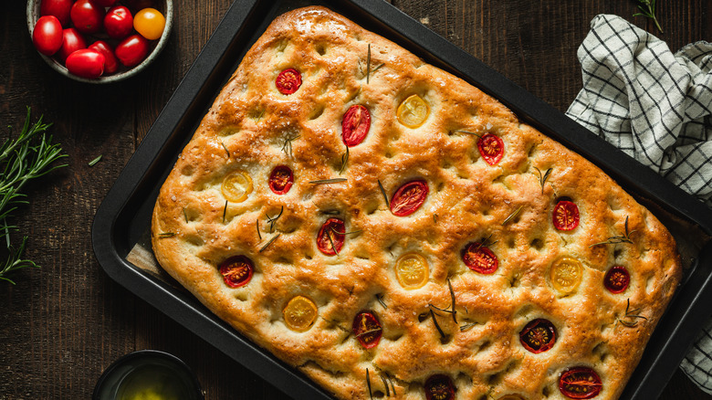 tray of focaccia bread