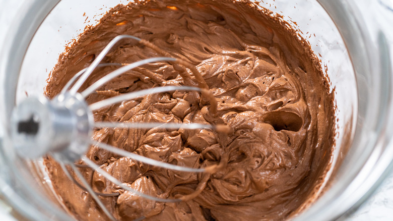 whipped chocolate ganache in bowl