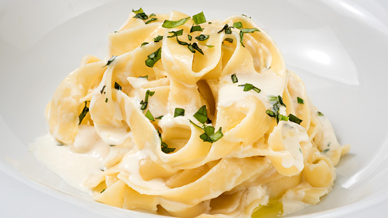 Fettucine Alfredo with herbs