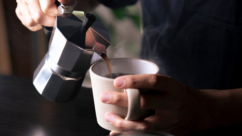 Pouring coffee