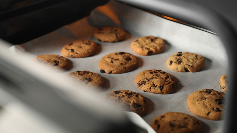 cookies baking in oven