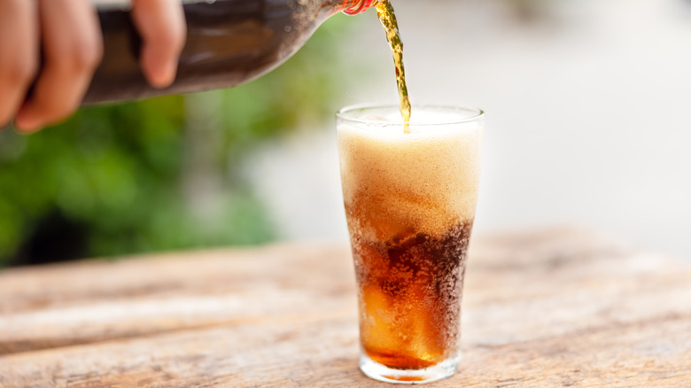 Soda poured into a glass