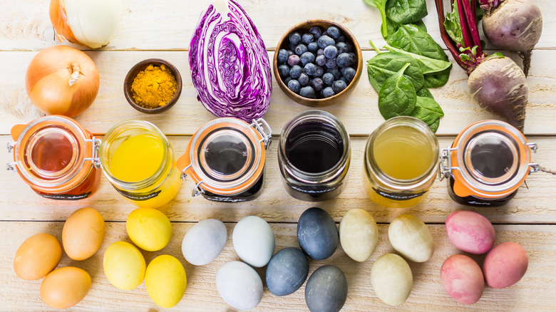 Row of natural food dyes