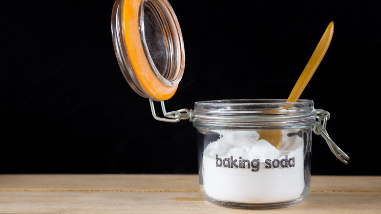 Baking soda in glass jar