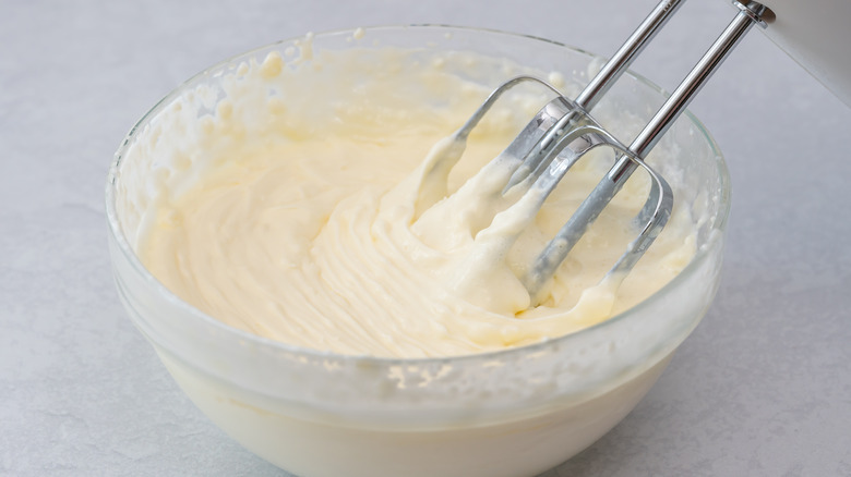 Thin frosting in mixing bowl