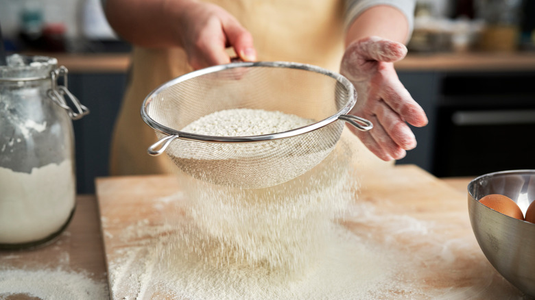 Sifting flour