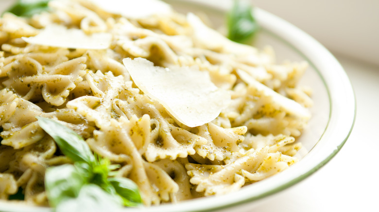 Plate of farfalle pasta with parmesan