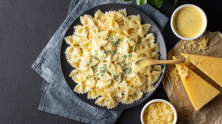 Farfalle with cheese sauce