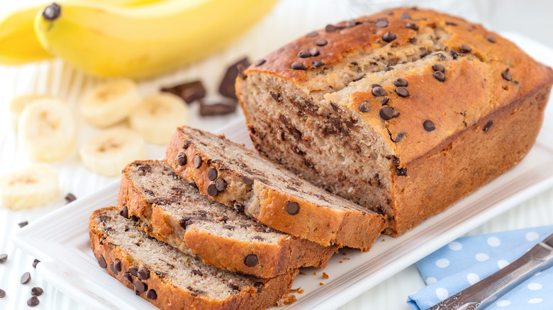 Homemade banana bread with chocolate chips