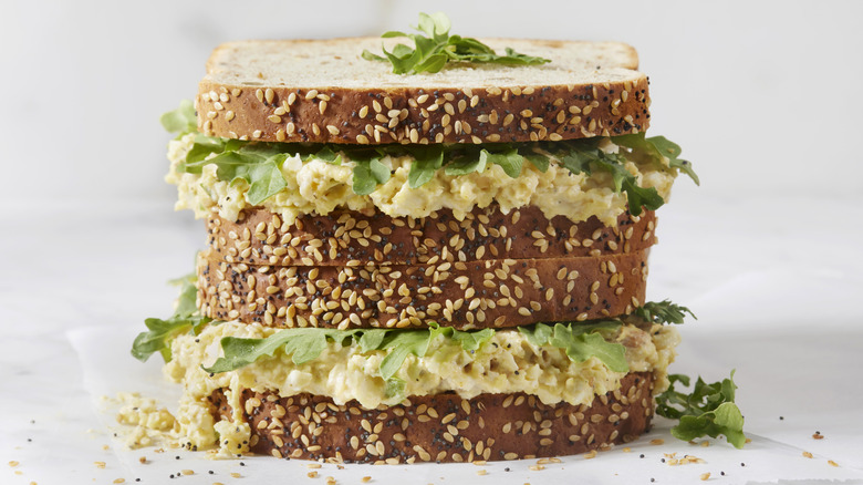 Two egg salad sandwiches