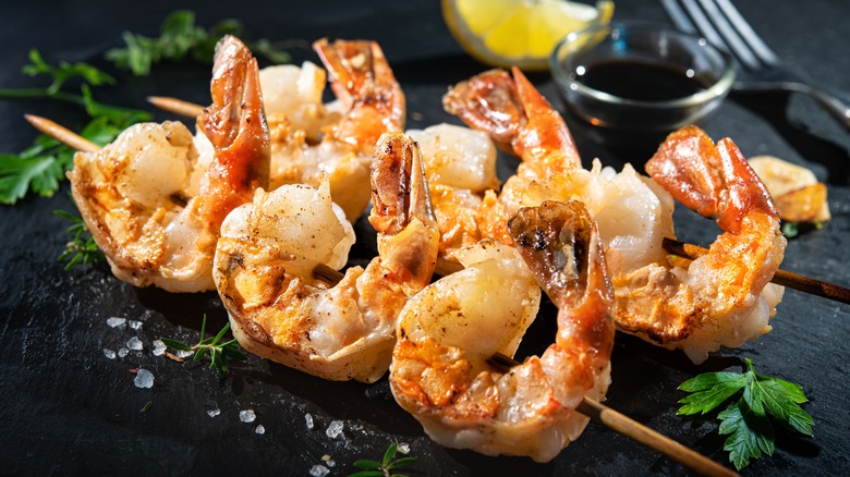 grilled shrimp on skewers