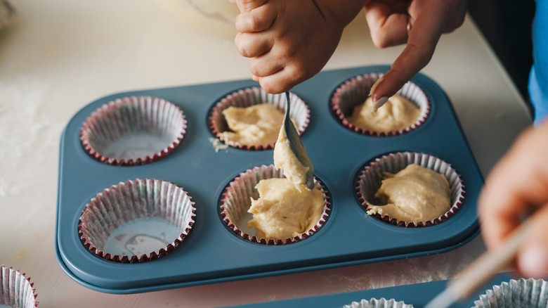 muffin tin with paper liners