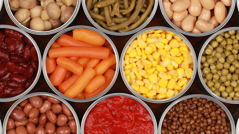 Various canned vegetables