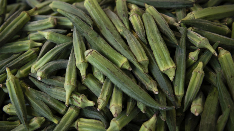 a pile of fresh okra