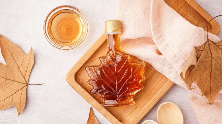 Maple syrup in a bottle