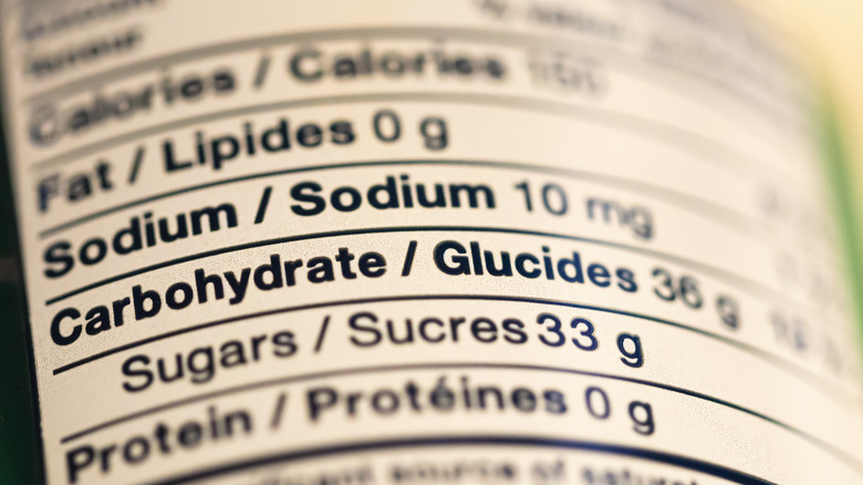 nutrition label in English and French