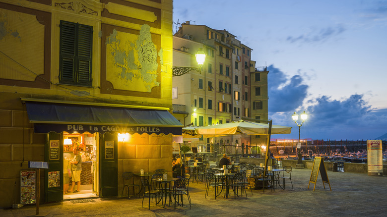 Pub at night in Liguria, Italy