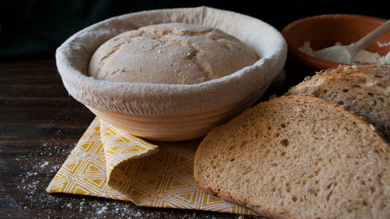 sliced bread next to bread basket