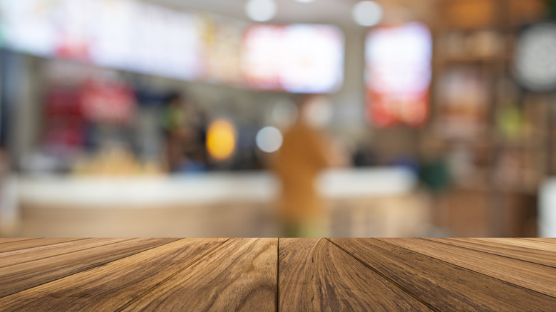 fast food restaurant interior table