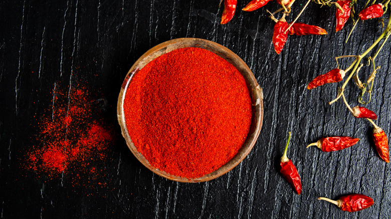 bowl of paprika with peppers