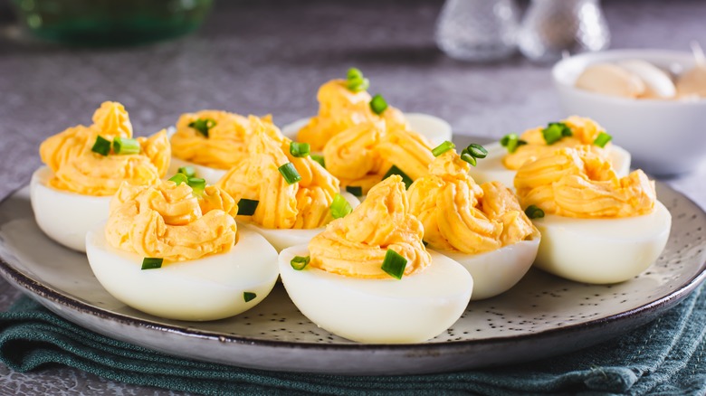 Plate of deviled eggs