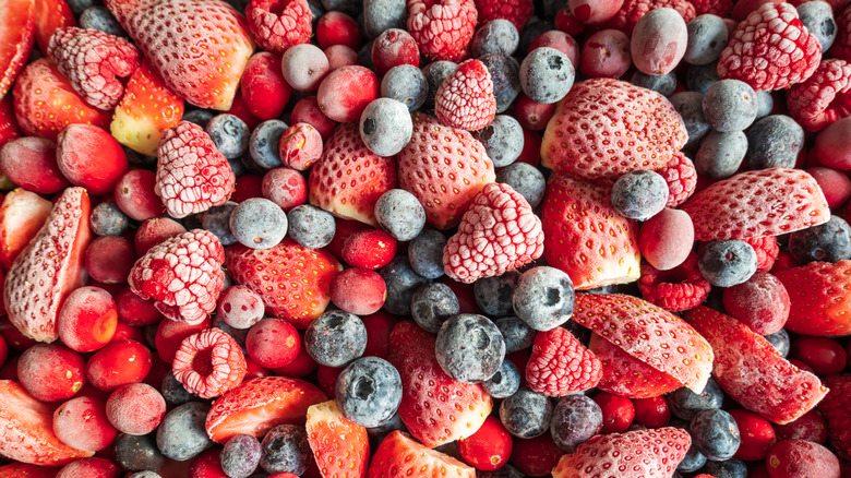 pile of frozen berries