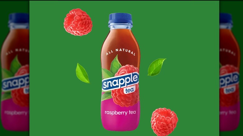 snapple tea on green background