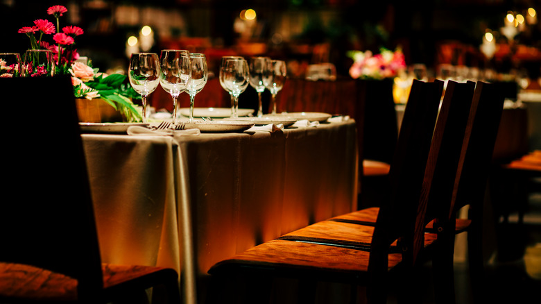 table setting at a fancy restaurant