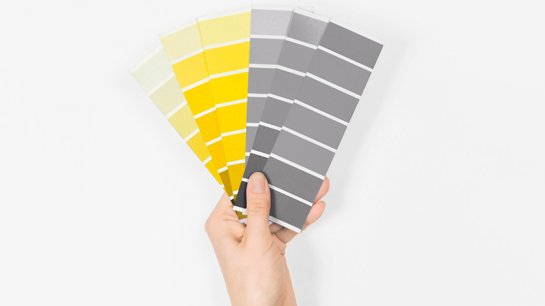Pantone yellow and gray color cards