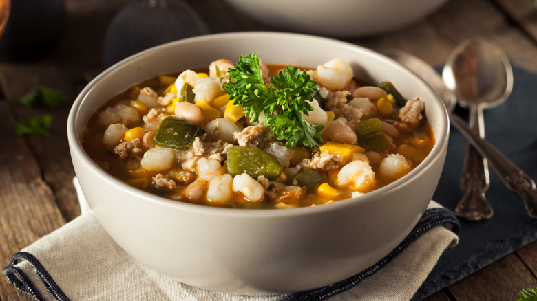 Bowl of white bean chili