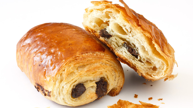 chocolate croissant on white background