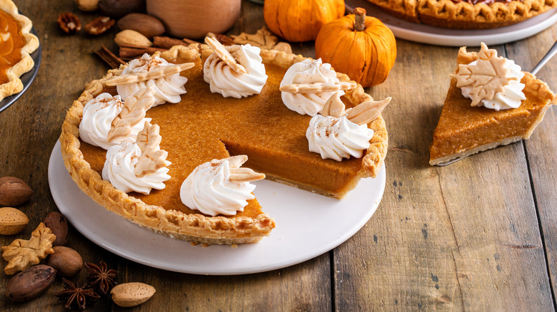 Pumpkin pie with whipped cream